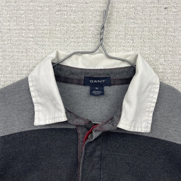 Gant Rugby Polo Long sleeve Shirt Mens XL Grey Striped Preppy 90s Dark Academia - Picture 5 of 14